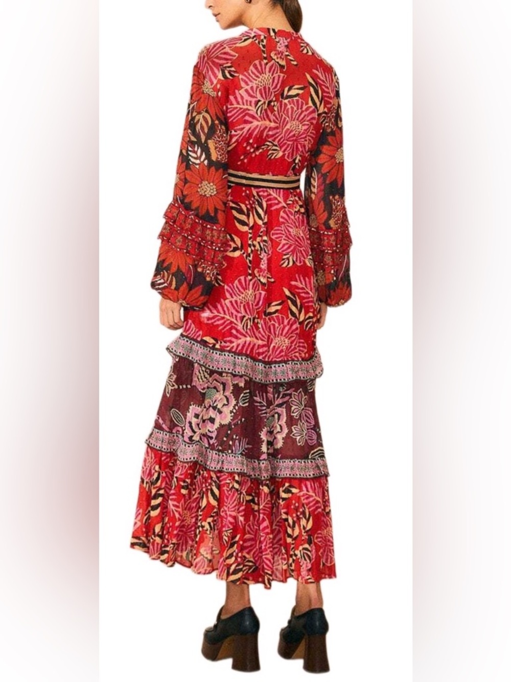 FARM Rio Mixed Floral Prints Long Sleeve Maxi Dress - Picture 2 of 4